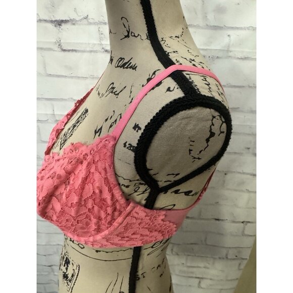 Victoria's Secret Bra 34DD Body By Victoria Unlined Demi Pink‎ Lace Lingerie - Picture 3 of 9